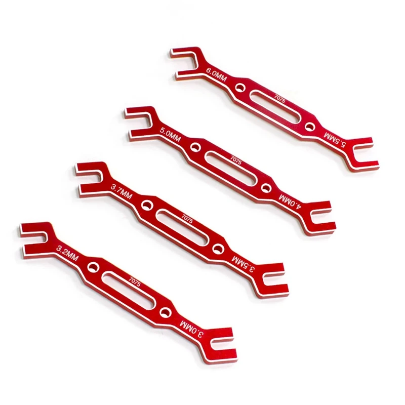 4Pcs Wrench 3/3.2/3.5/3.7/4/5/5.5/6Mm Turnbuckle Nut Ball End Joint Remover Universal Tool For RC Car Drone Boat Red Accessories