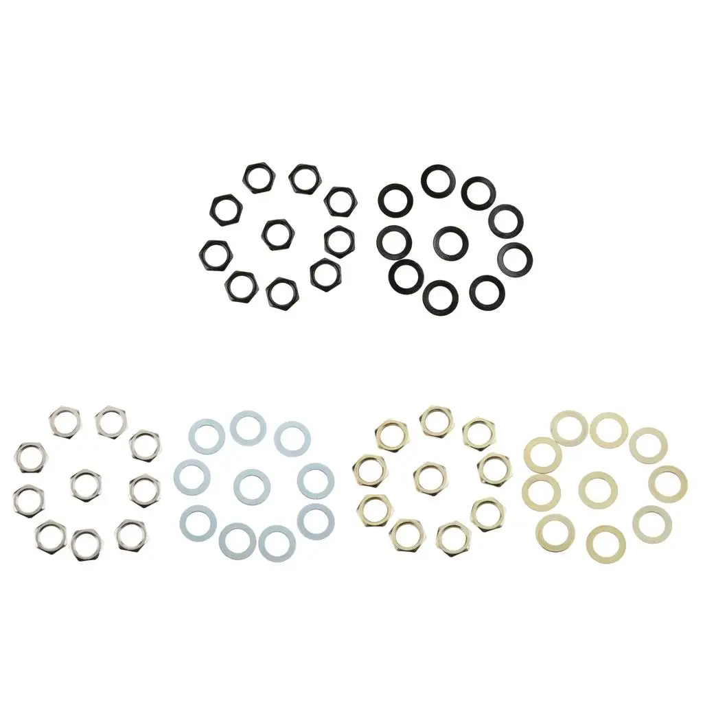 Metal Guitar Nut Washer Electric Plug Nut Set Gasket Screw Kit Parts Accessory for Guitar Repair