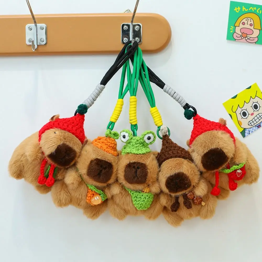 

Funny Plush Knitted Capybara Pendant Cartoon Simulation Capybara Keychain Bag Pendant for Kids Gift