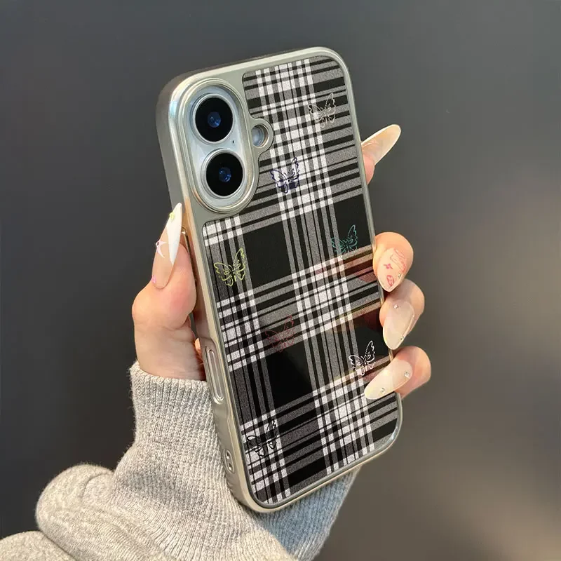 فراشة سوداء ورمادية نمط متقلب آيفون 11/12/13/14/15/16/17 برو ماكس الهواء زائد الايبوكسي جراب هاتف بولي TPU مكافحة الإفلات #1