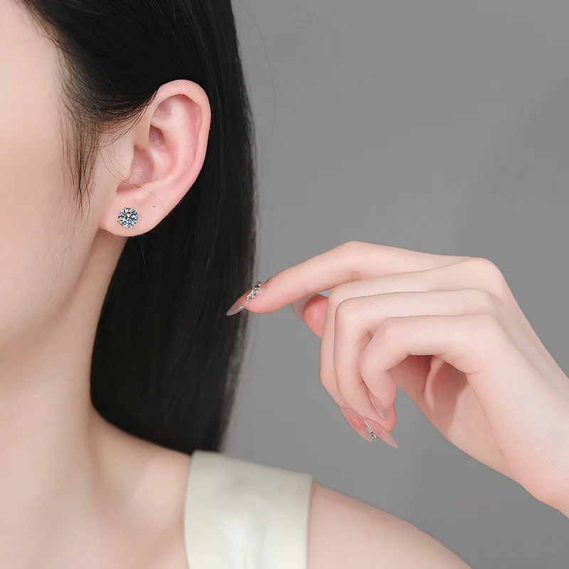 

PT950 Platinum Four-Prong Earrings Women's 4CT Champagne Moissanite - Fine luster, fade-resistant, high-end luxury accessory