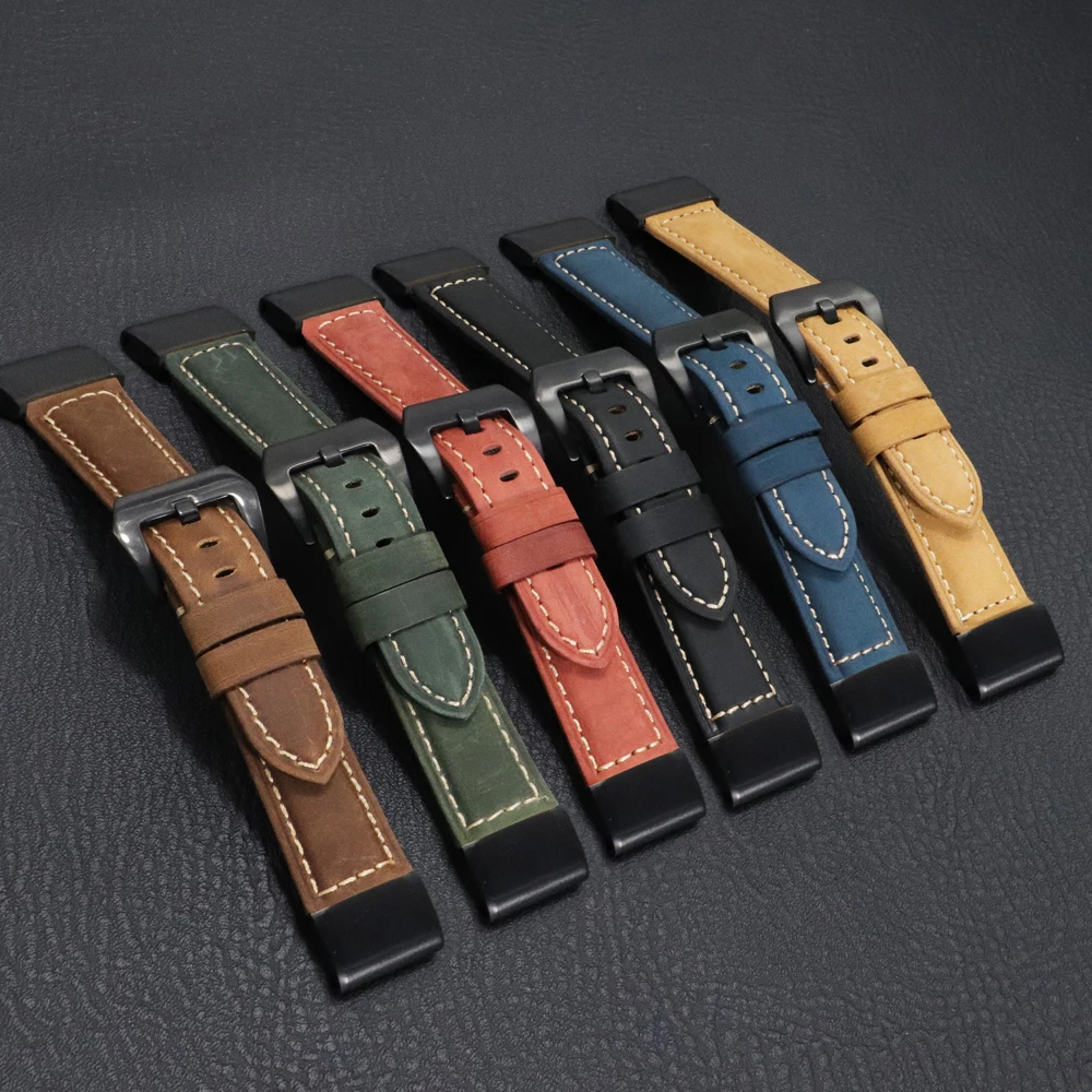 22mm 26mm Leather Watch Band For Garmin Fenix 7 7S 7X 6S 6X Wrist Strap Replacement Straps 6 5S 5X 5 3