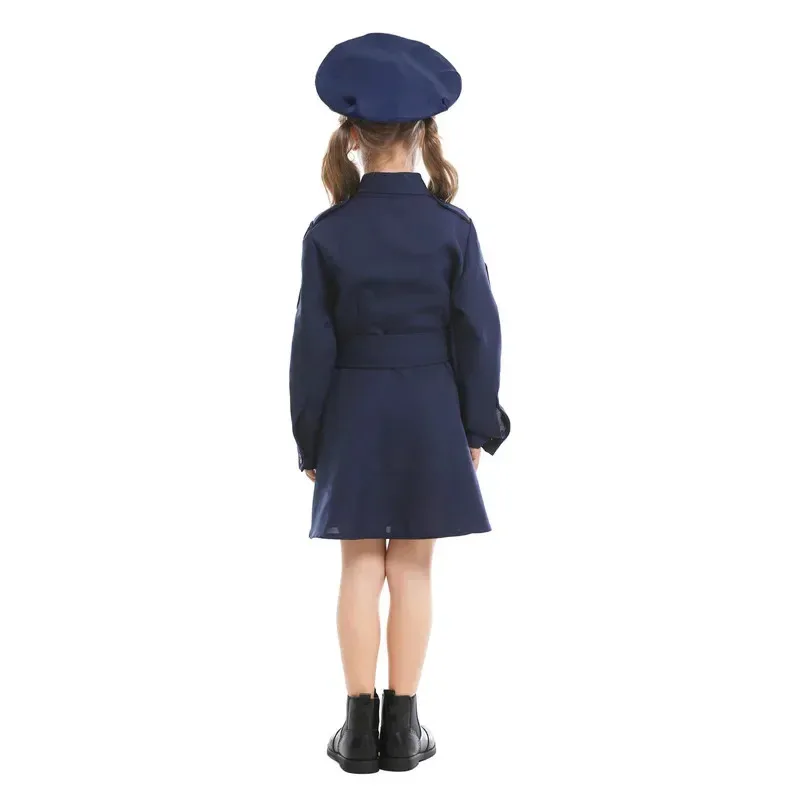 Bear's Den Police Halloween Girls Dress Up America Cop Costume for Kids with Handcuffs Baton Walkie-talkie Acc New 2025