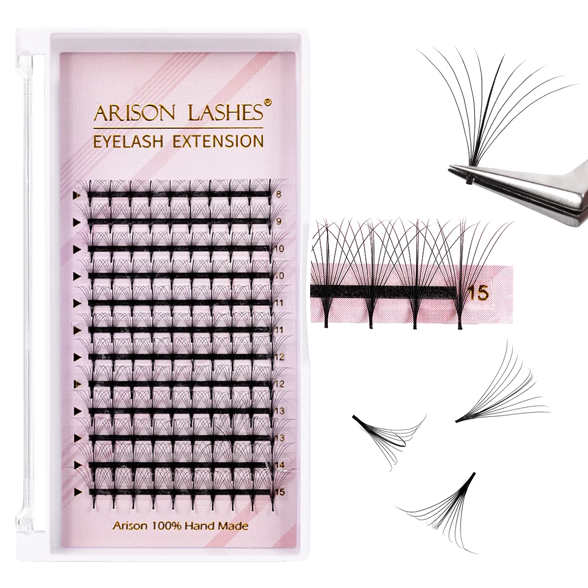 ARISON Wispy 9D Lashes Premade Fan Individual Eyelashes Extension Faux Mink Russian Volume Fans Eye Lash For Wholesale