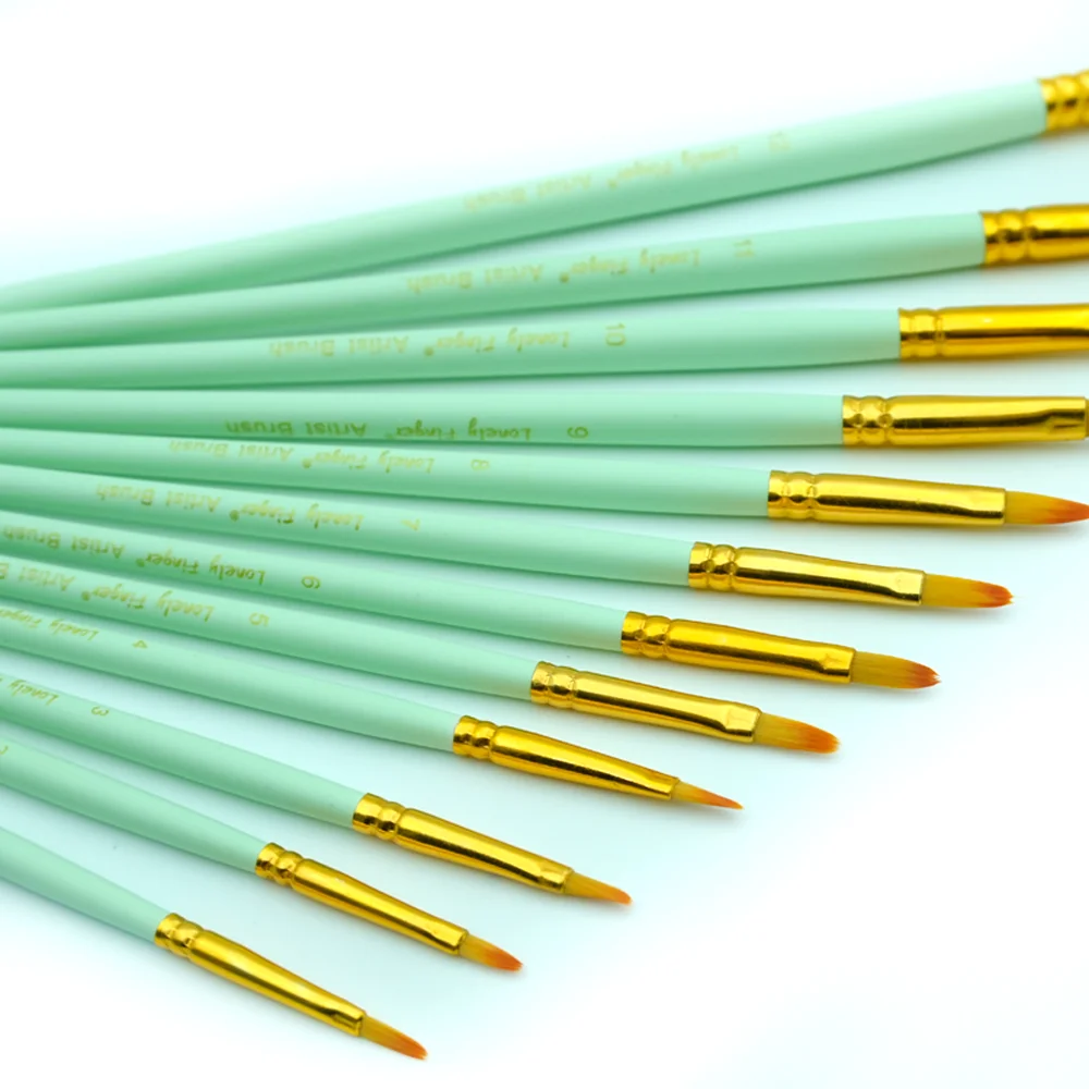 12pcs Filbert Watercolor Paint Brush Set Nylon Hair for Watercolors,Acrylics,Inks,Gouache,Oil and Tempera
