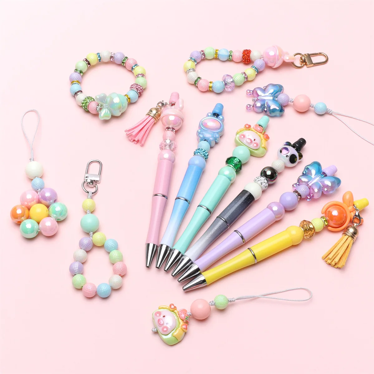 kawaii-diy-beaded-ballpoint-pen-with-storage-box-macaron-color-theme-diy-keychain-keyring-beaded-pen-charm-handmade-set-for-gift