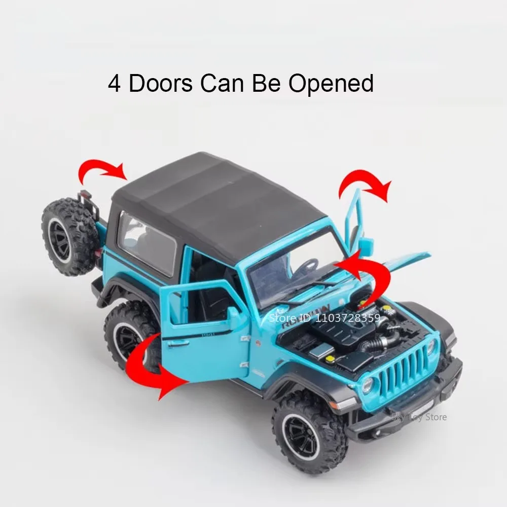 1:32 랭글러 루비콘 타코마 미니어처 모델 장난감 다이캐스트 합금 자동차 문 열림 소리와 빛 풀백 차량 소년 크리스마스 선물