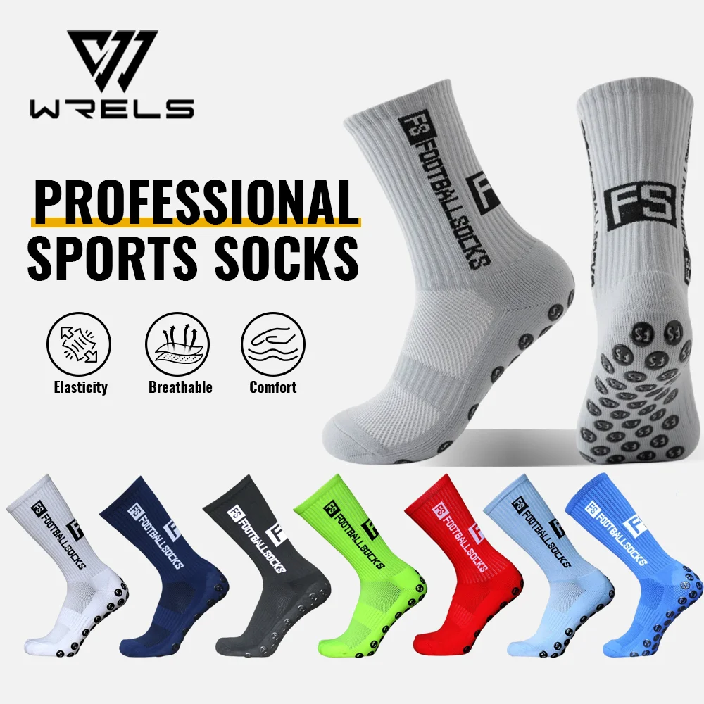 WRELS 1/2/3 Paar Fußballsocken, geruchshemmend, schweißabsorbierend, professionelle Sportsocken, dicke Frottee-Sohle, rutschfeste Socken