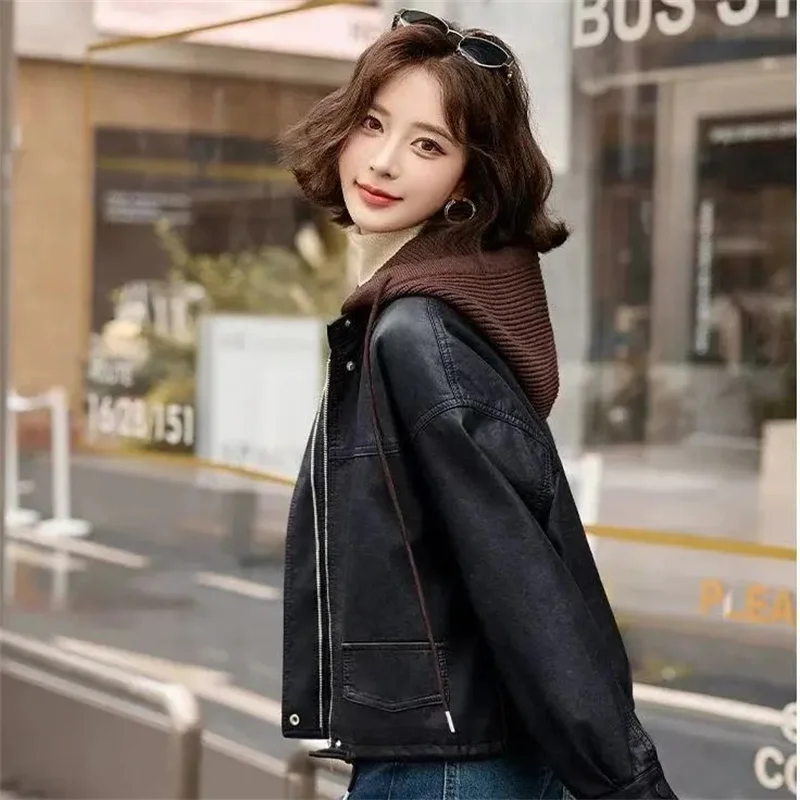 Chaqueta de piel sintética a la moda para mujer, abrigo corto de lana grueso desmontable con capucha, prendas de vestir exteriores, Tops sueltos, chaquetas de calle
