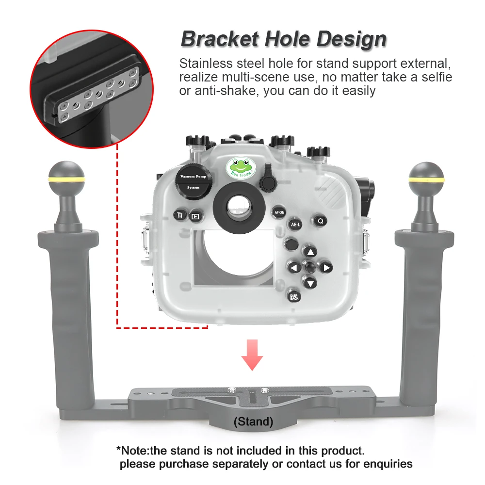 Seafrogs เคสกันน้ำสำหรับ X-T4 Fujifilm, เคสใส่130ft กันน้ำกล่องใส่กล้องดำน้ำ