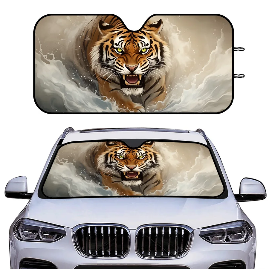 Car Windshield Sunshade, 3 Sizes Foldable Sunshade With Tiger Pattern Design, UV Protection For Front Window, Keep Car Cool In S
