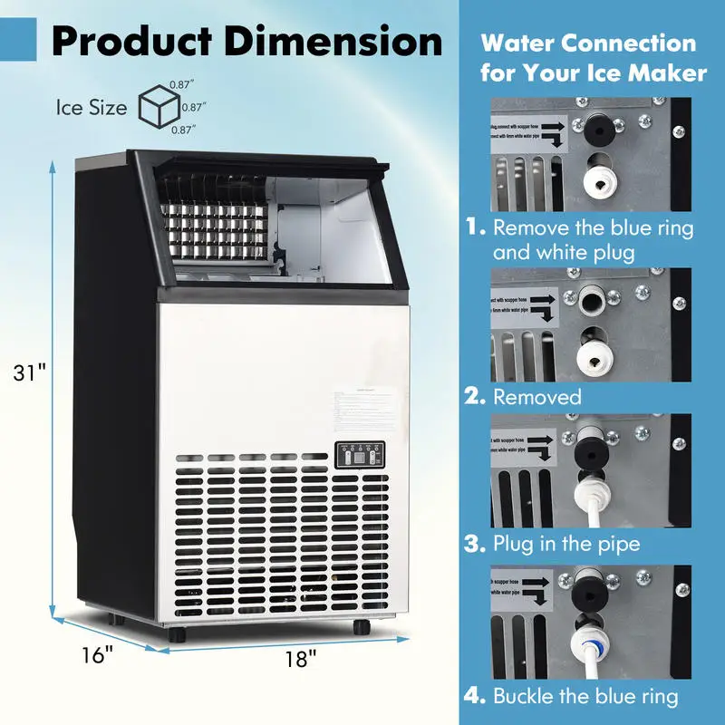 

Portable Built-In Stainless Steel Commercial Ice Maker