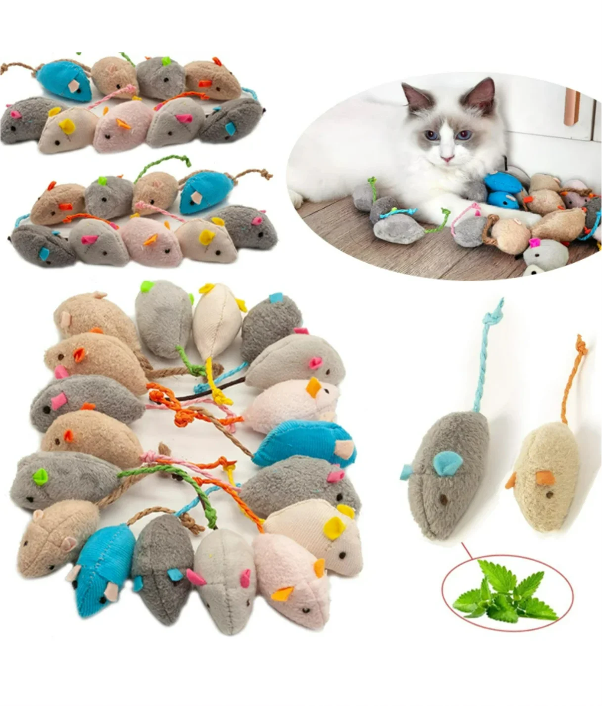 

3/200pcs Rattle Cat Mouse Toys Also Prefilled Catnip Faux Fur Cat Mice Toys Interactive Cat Game Catnip Toys for Indoor Cats toy