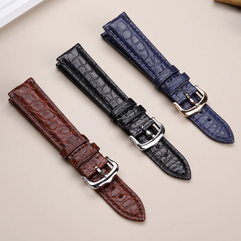 For Cartier Tank Key London Solo Men's & Women's Watch Strap - Exquisite 17MM/18MM/20MM Genuine Crocodile Leather Bracelet