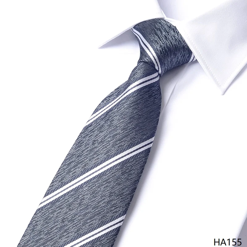 

High Quality Gray and White Striped Pattern Tie For Men's Fashionable Business Banquet Shirt Accessories 8cm Wide Version Cravat