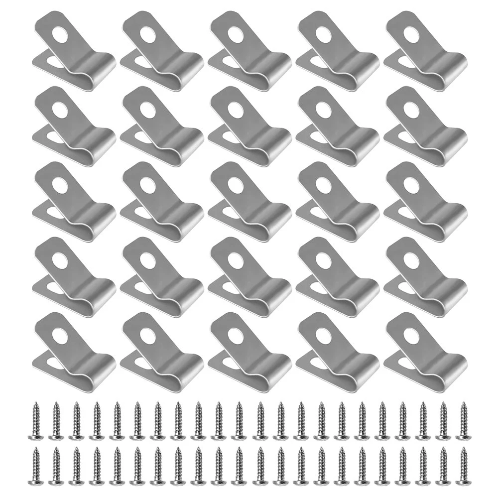 

200 Pcs Stainless Steel Wire Clamp Fence Bracket for Vinyl Fencing Electric Silver