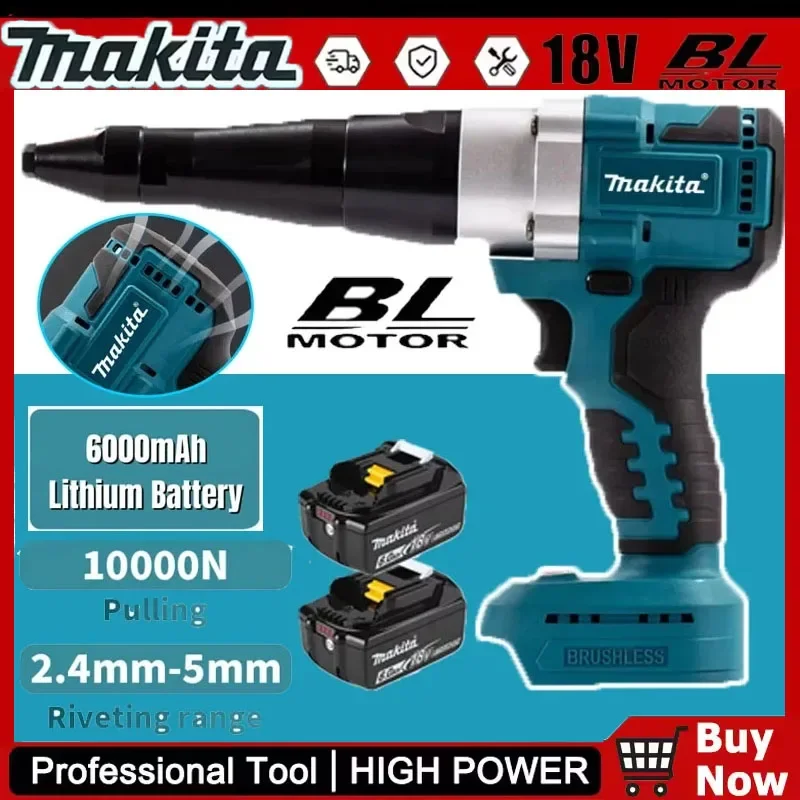 

Бесщеточный электрический заклепочник Makita с LED-подсветкой, беспроводной, многофункциональный, автоматический инструмент для установки заклепочных гаек, совместимый с аккумулятором Makita 18V.