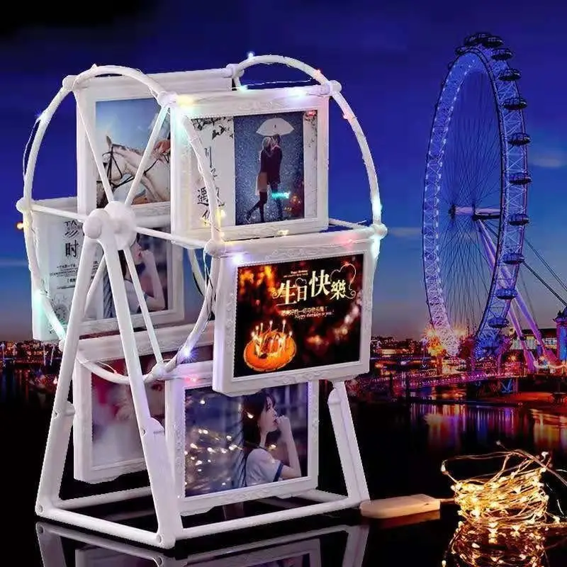 Acrylic Rotary picture frame DIY gifts Free print photos 6/12PCs ferris wheel table top photo shelf modern decor framed art