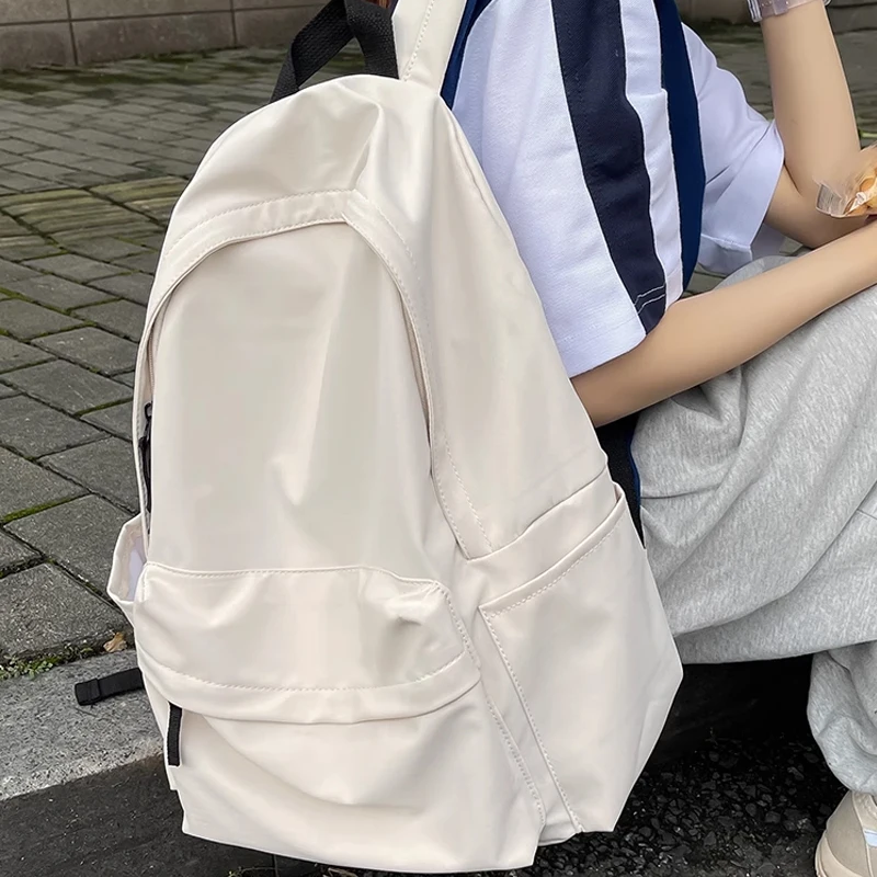 Large Capacity Backpack for Girls Students Universal Ins Pure Color Bookbag Primary And Secondary School High School College Kor