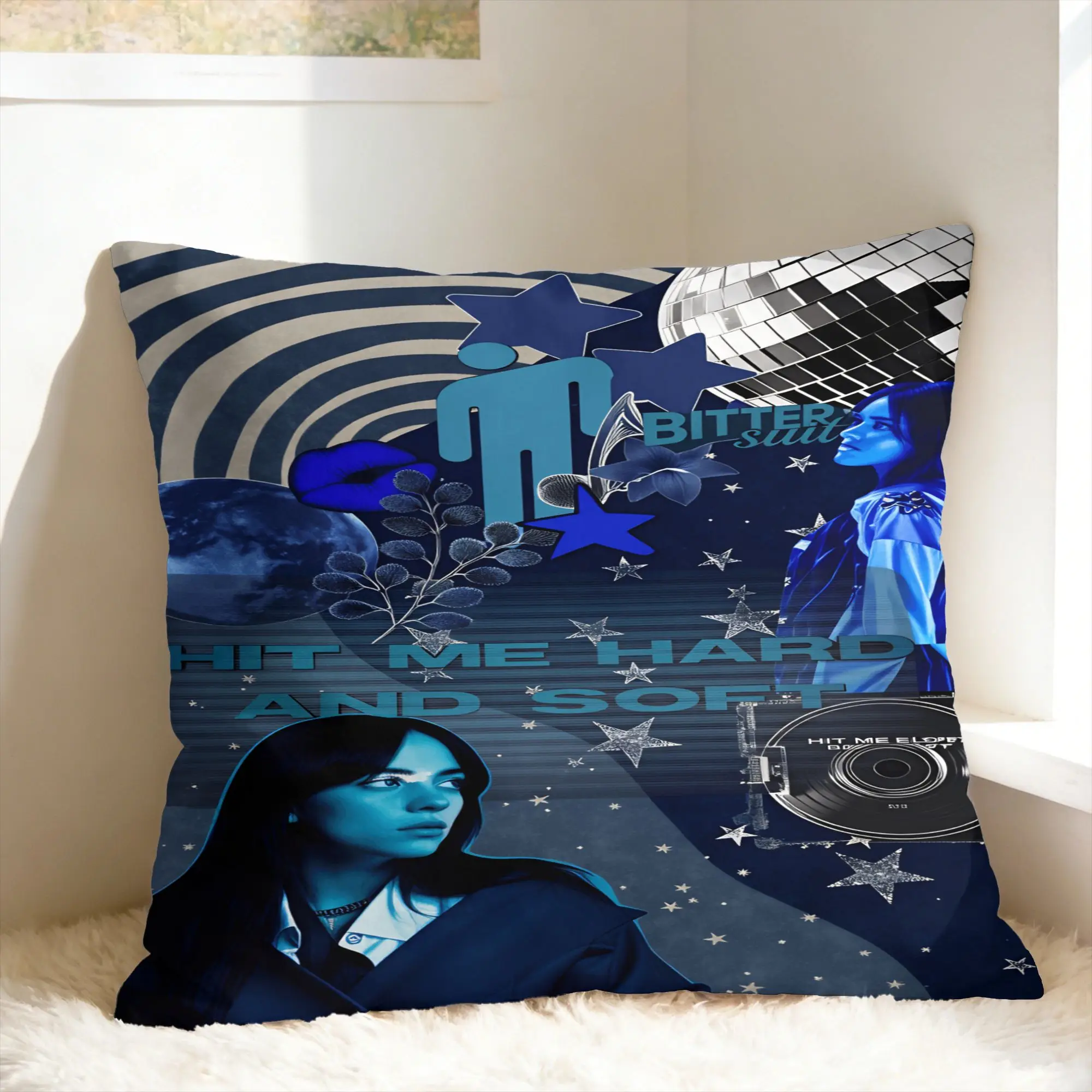 Pillow Cover HIT ME HARD AND SOFT B-Billie E-Eilish  Funny Pillow Case For Living Room Chair Pillowcases
