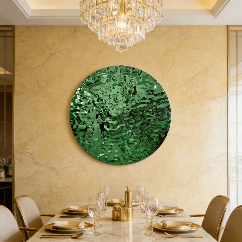 Round Corrugated Mirror Metal Background Wall Decoration, Stainless Steel Pendant, Living Room, Bedroom, Villa Wall Decoration