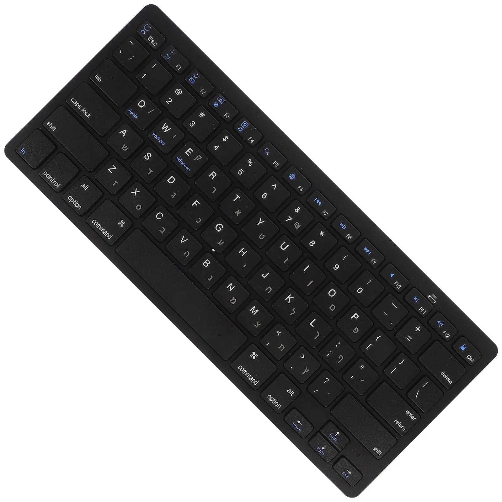 Teclado inalámbrico hebreo, accesorio de ordenador ultrafino portátil silencioso, tamaño completo, escritura cómoda, fácil de llevar, oficina de negocios