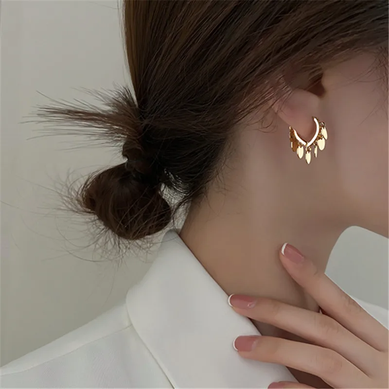 925 Sterling Silver Tassel Bead Piercing Hoop Earrings for Women Girls Elegant Bride Party Birthday Jewelry Wedding Gift Jlfjla