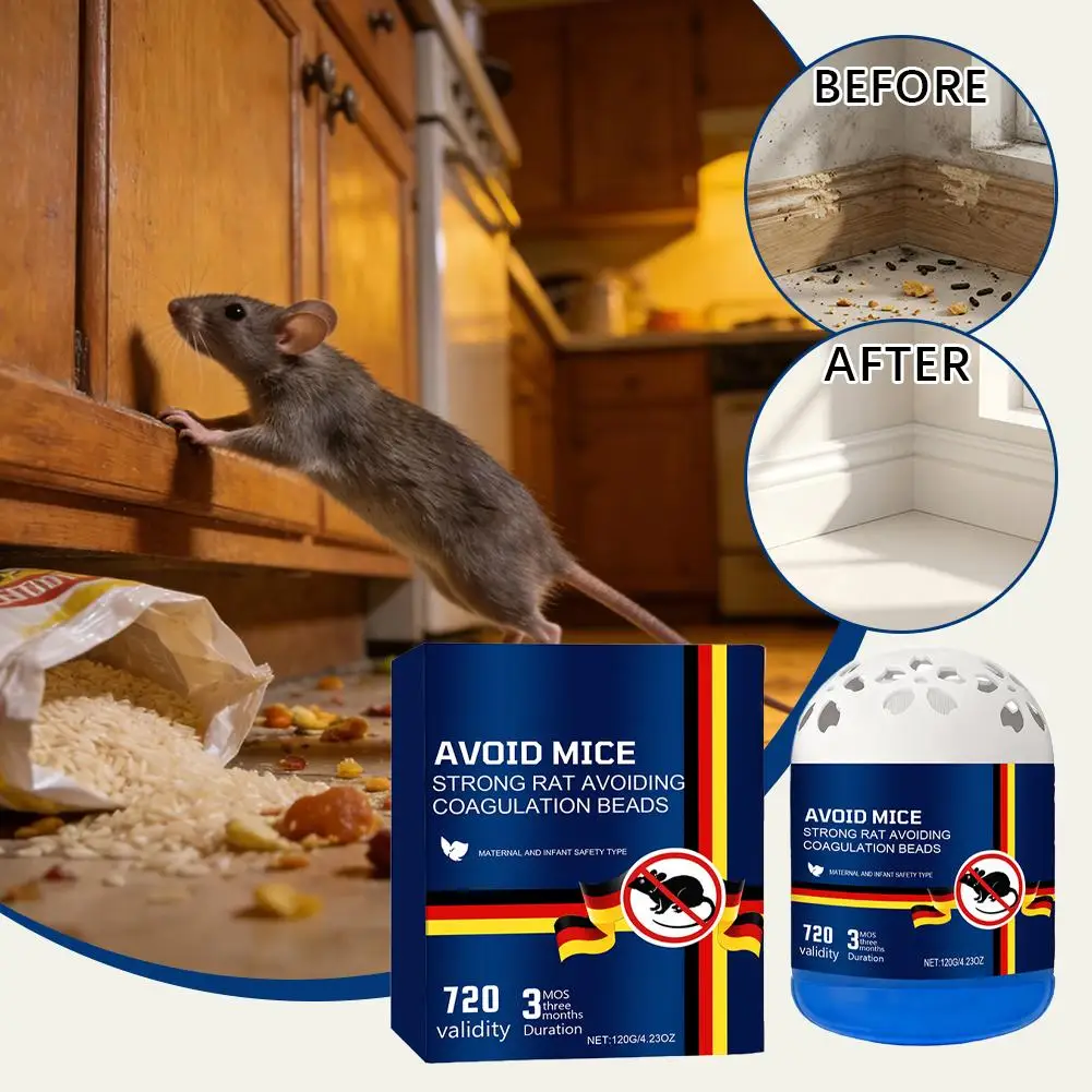 Powerful Rodent Repellent Beads 720 Days Long Lasting Mouse Repellent Pest Control Rat Deterrent Safe for Home Garage Use