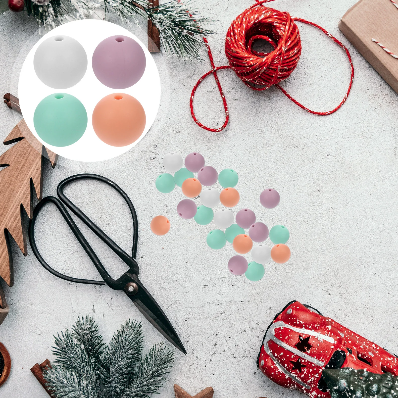 

50 Pcs Silicone Beads Round Charms Chewing Molar DIY Silica Gel Pacifier Chain Bracelet Necklace Loose Pendants