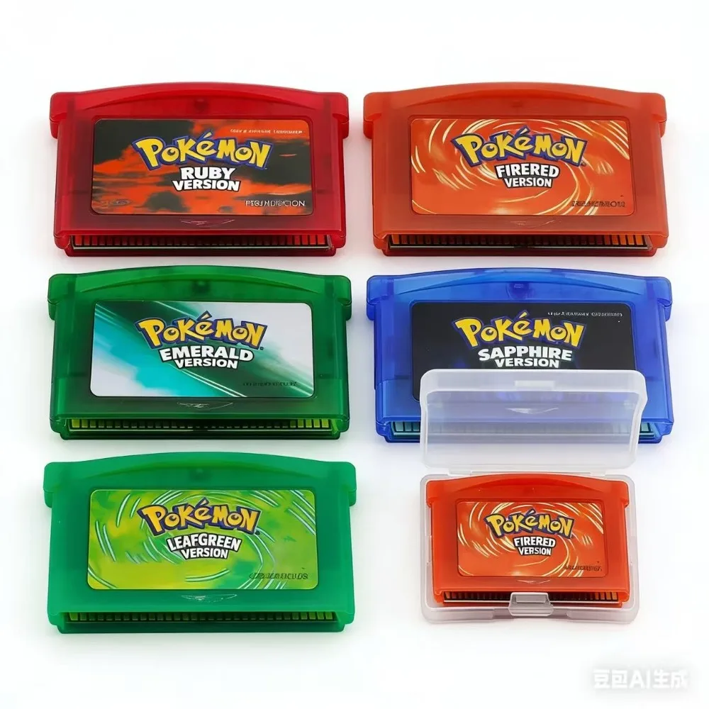 32Bit HQ Pokémon GBA Cartridges - Emerald/FireRed/LeafGreen/Sapphire/Ruby - Gift for Fans