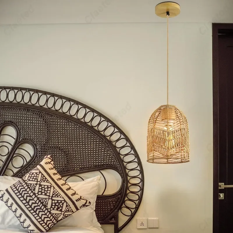 Creative Handmade Woven Paper Rope Pendant Light Indoor Home Living Room Dining Room Corridor Decoration Atmosphere Lighting
