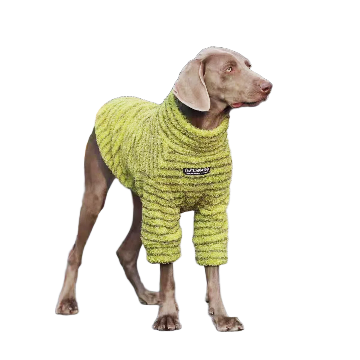Stripe Fleece Dog Sweater Turtleneck Sweatshirt, Winter Shirt Dog Clothes for Medium Large Dogs, Pet Apparel Pullover Jumper