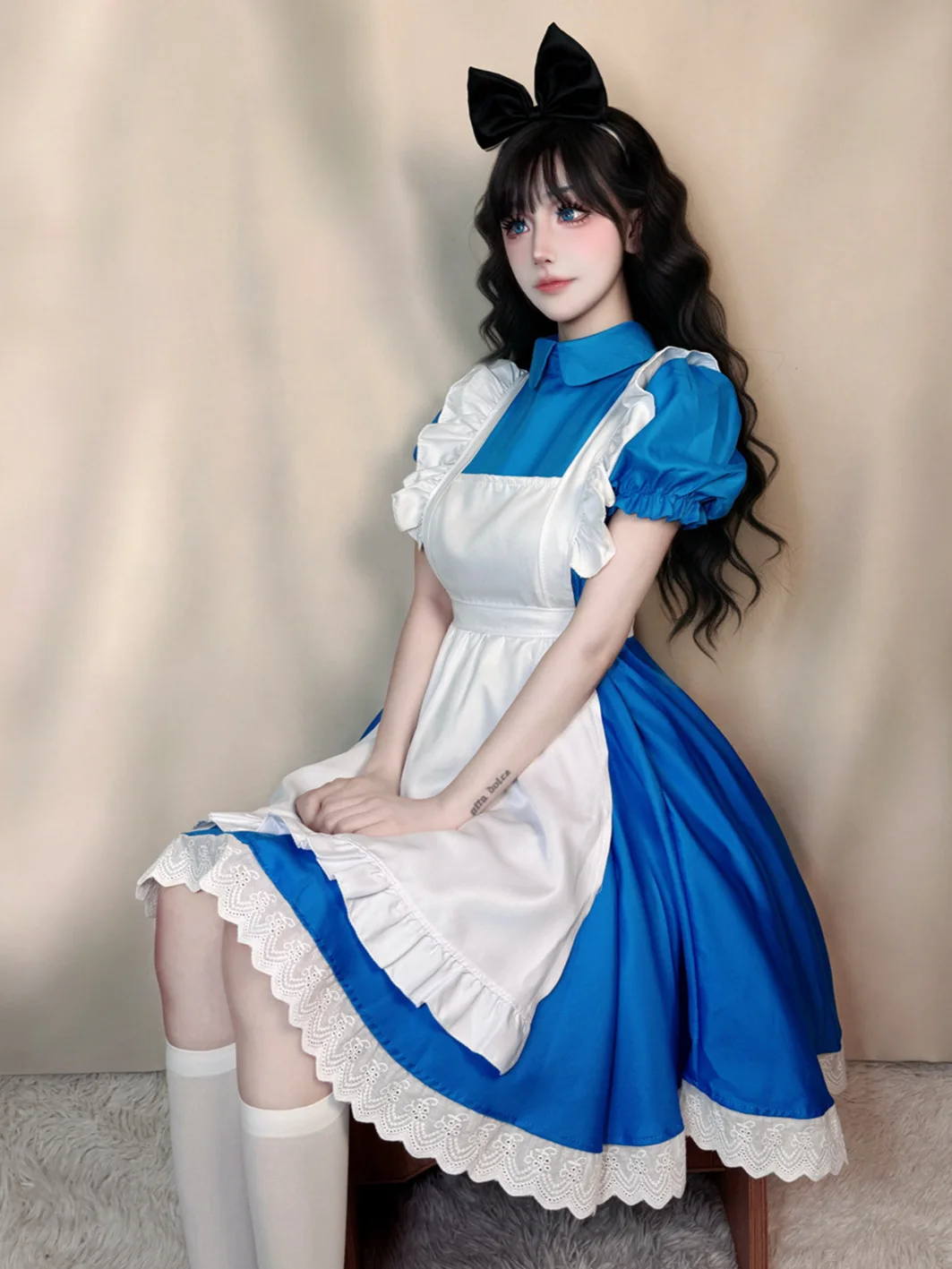 Princess Alice on the run, blue dress, maid costume, maid costume, Halloween costume, rustic Lolita stage performance costumeHot