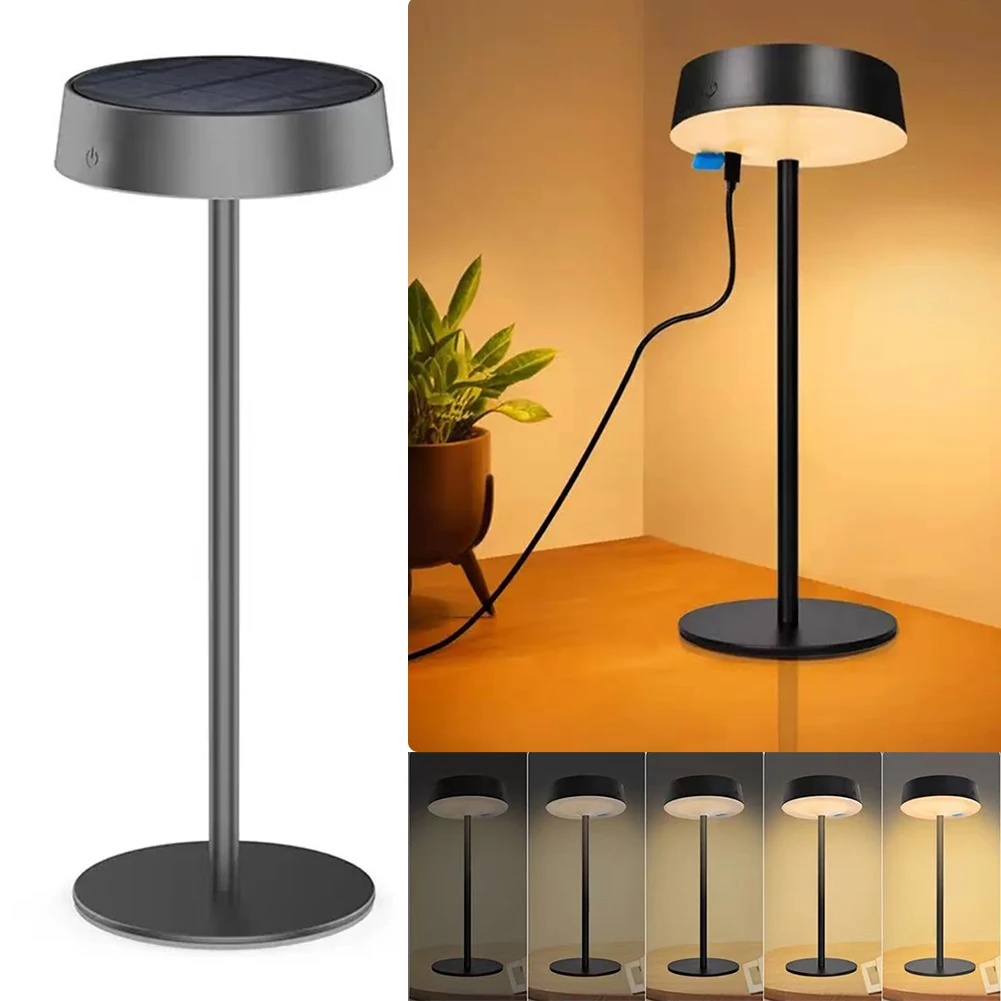 

Solar Table Lamp Dimmable LED Desk Lamp Waterproof Portable Night Light Rechargeable Night Lamp for Indoor and Outdoor