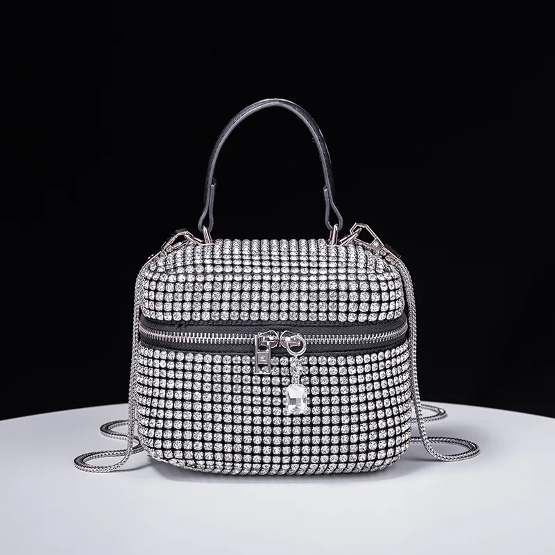 Rhinestone Evening Bags Handbag 2023 New Trendy Diamonds Bag Barrel-shaped Luxury Brand Crossbody Bag Shining Party Clutch Purse