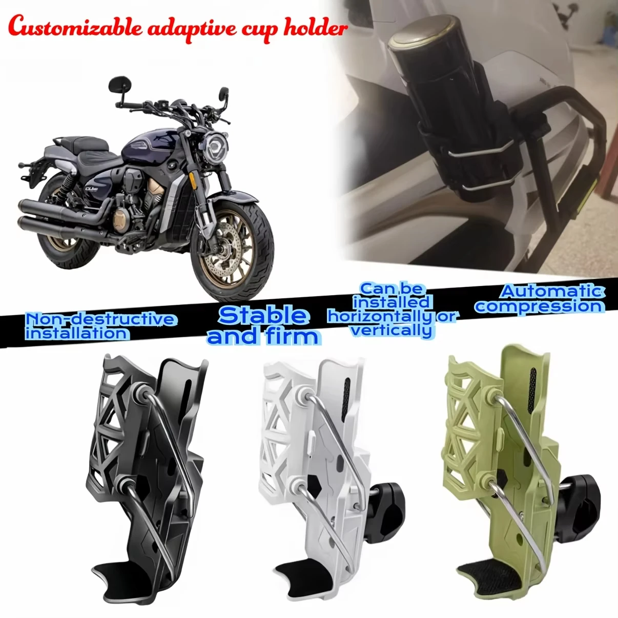 Motorcycle Universal Cup Holder 360° Adjustable Handlebar Bike Motorcycle Water Bottle Cage For Cycling ADV Motorbike view 4