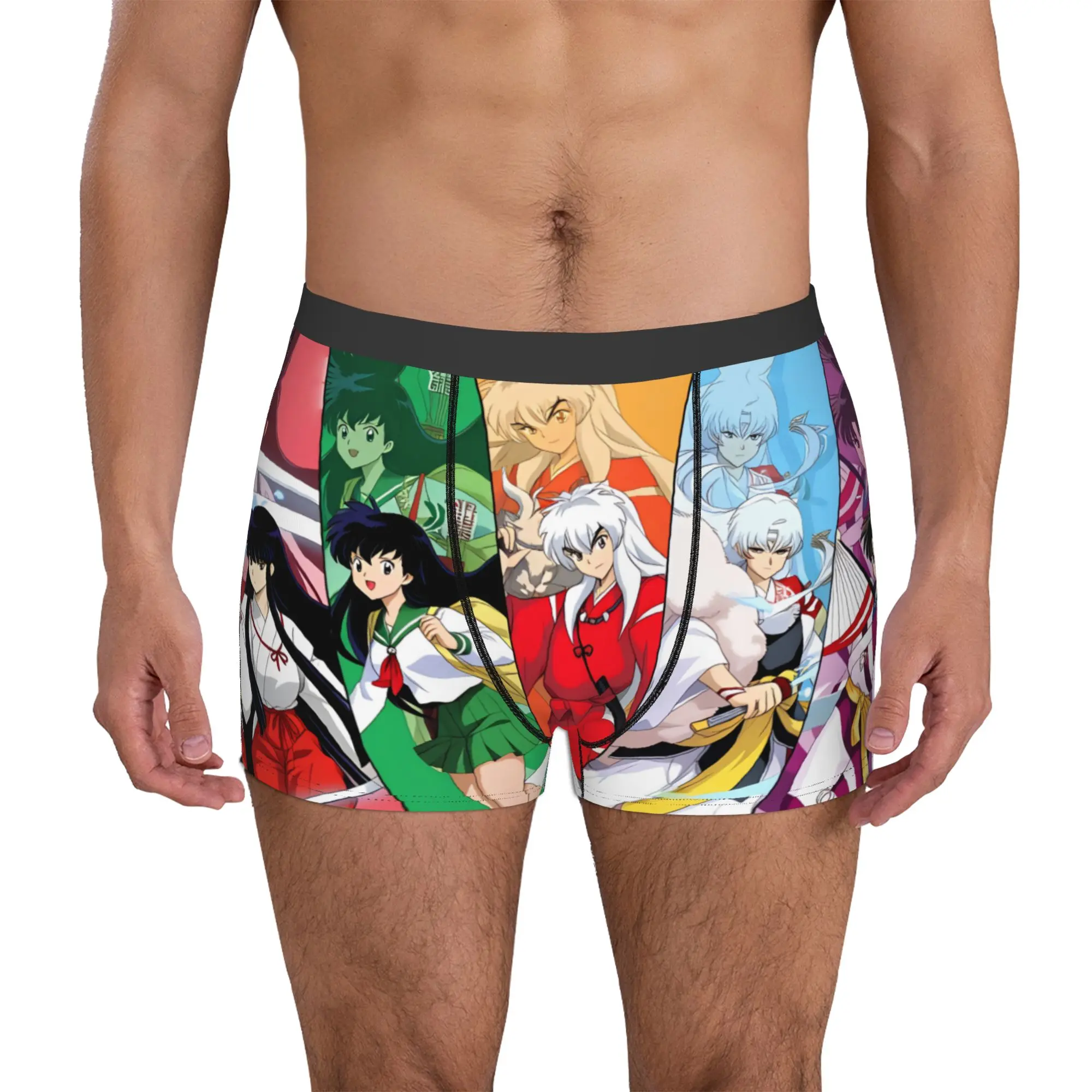 Ropa interior Inuyasha Kikyo Kagome Higurashi para hombre, calzoncillos tipo bóxer con estampado de Sesshomaru Sango Naraku, pantalones cortos, calzoncillos suaves