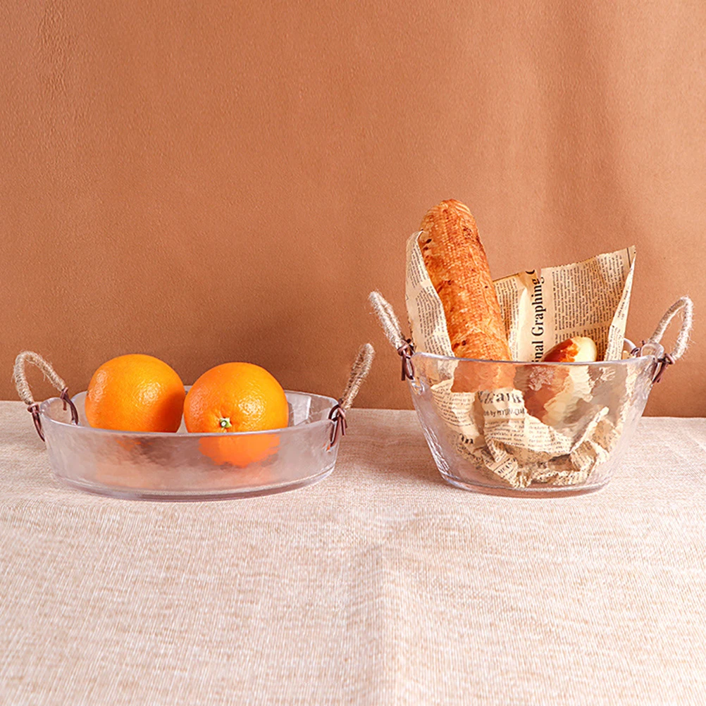 

Double Ear Glass Bowl Large Capacity Salad Dessert Fruit Storage Bowl Kitchen Tableware Food Serving Holder Party Snacks Display