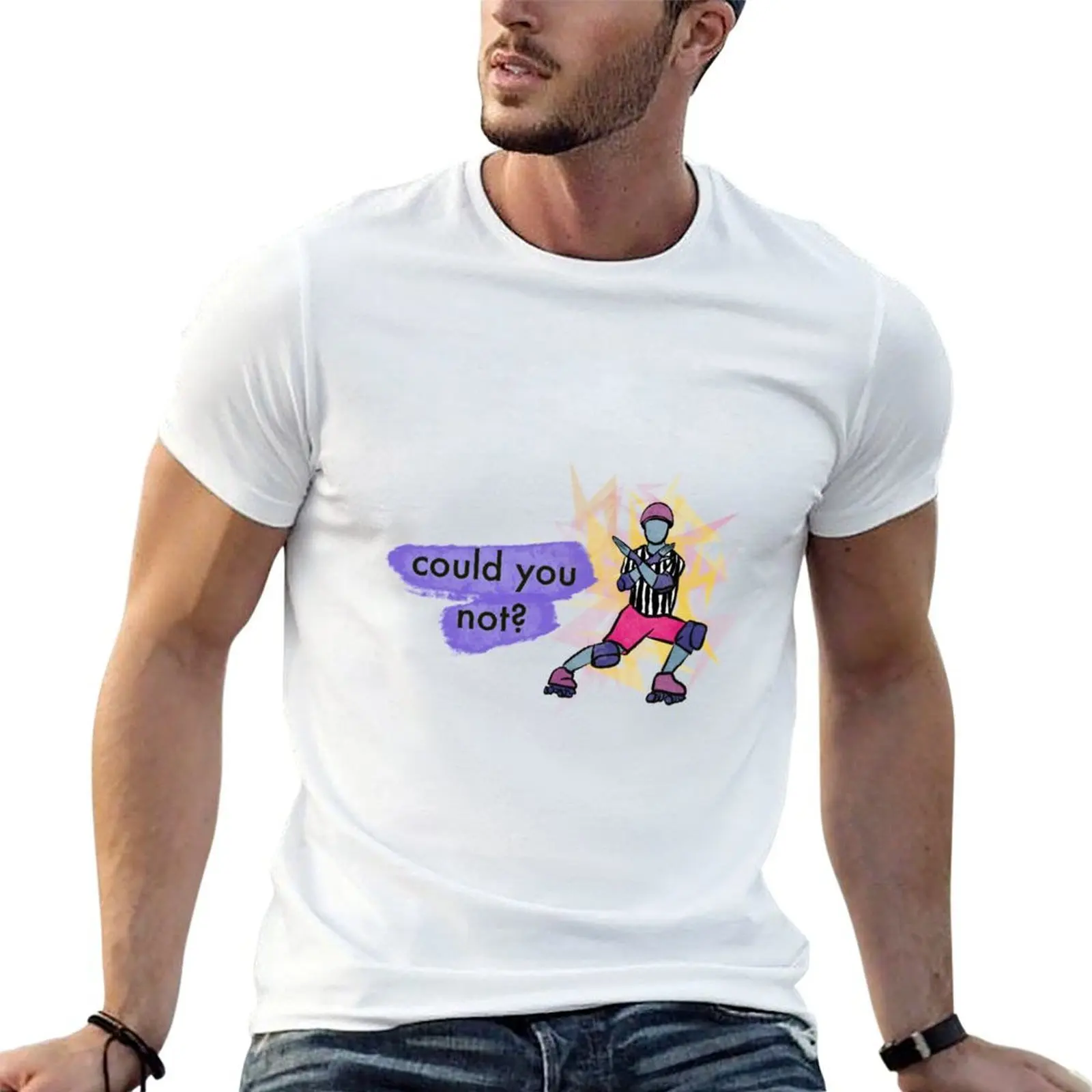 ¿No puedes? Camiseta de árbitro de Roller Derby, camisetas para hombre, camisetas divertidas de algodón con anime para hombre, camiseta de algodón para hombre