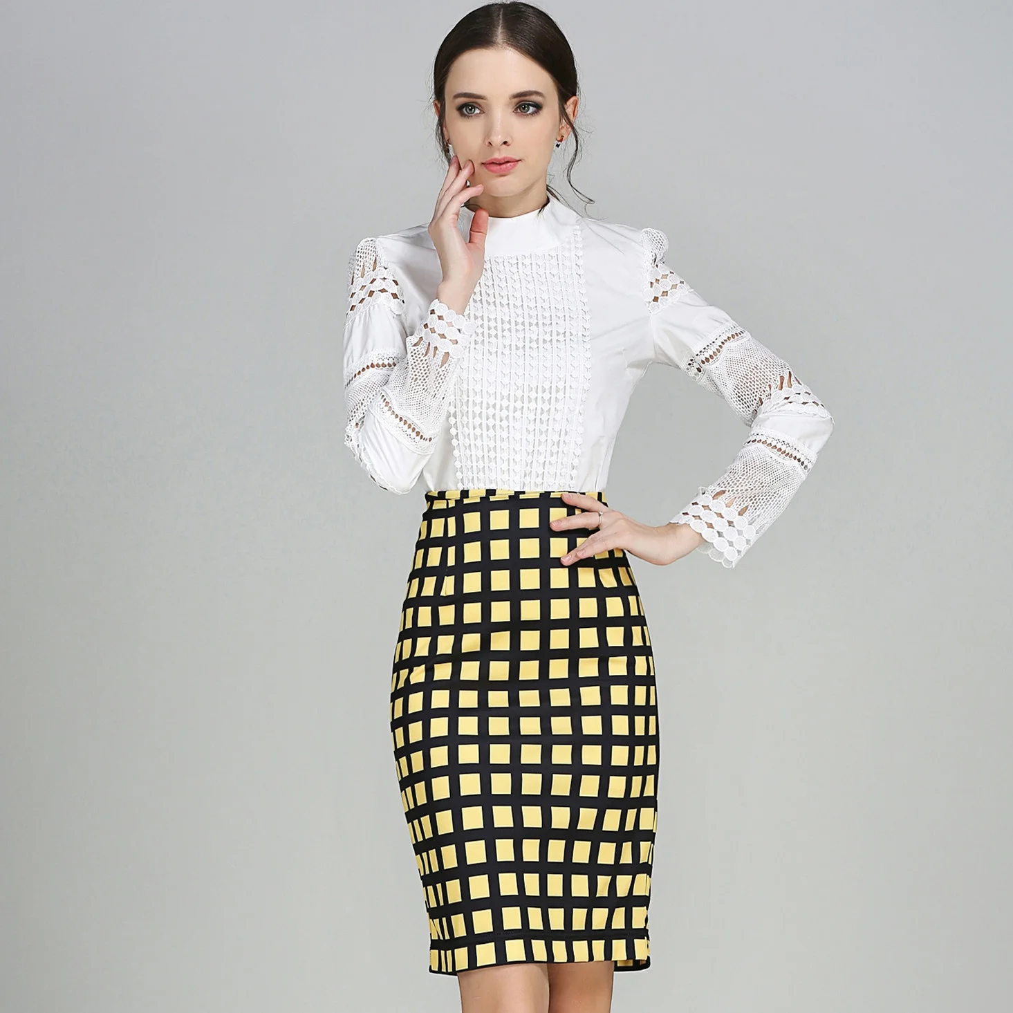 Summer Fashion Plus Size Women's Skirt Plaid Skirt New High Waist Pencil Skirt