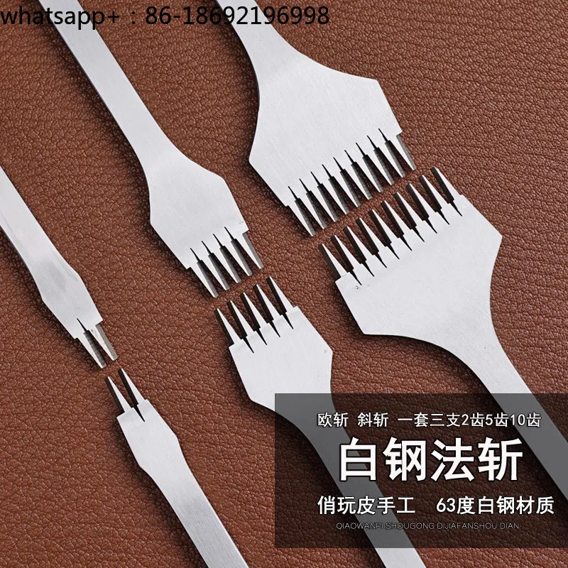 Oblique Flat Chop, White Steel Handmade DIY Leather Punching Chop Non-ling Chop, French Chop