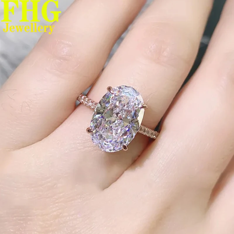 1 2 3 4 5 Carat 14K Au585 Rose Gold Women Wedding Party Engagement Ring DVVS1 Oval  Moissanite Diamond Ring Classic Trendy