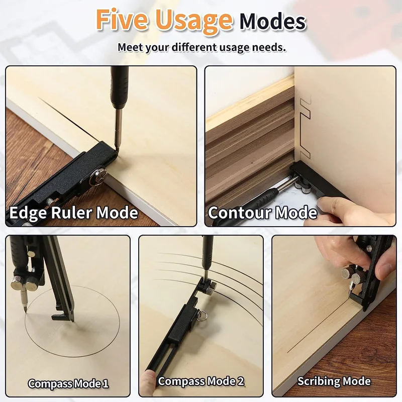 Imagem -03 - Multi Function Scribing Tool Lápis de Construção Faça Você Mesmo Scribe Woodworking Compass Contour Gauge Line Maker Ferramentas de Medição