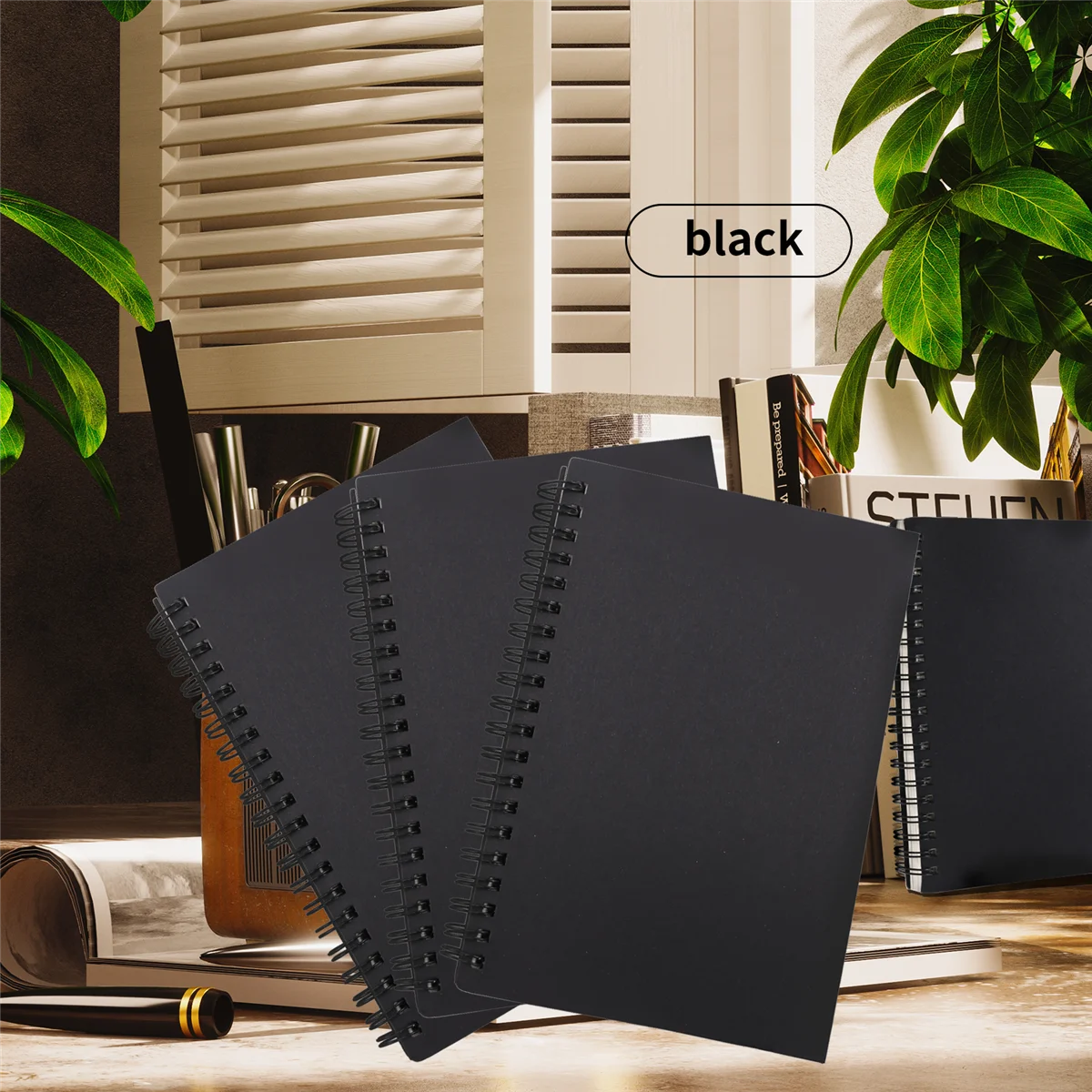 Retro Kraft Coil Sketch Sketchbooks Blank Notebook Notebook School Stationery（Black and White）