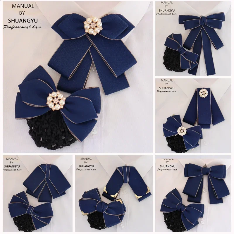 Bank bow tie bow scarf Female professional staff teller decorated bow shirt Work blue bow tie bow scarf bow ite