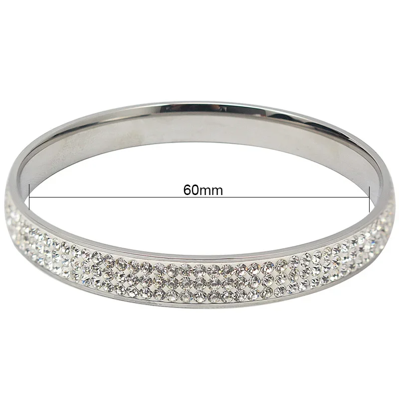 2024 New Fashion zircon bangles Jewelry 316L Stainless Steel Bangles for Woman Shiny Crystal Full Rhinestone Paved Bangle