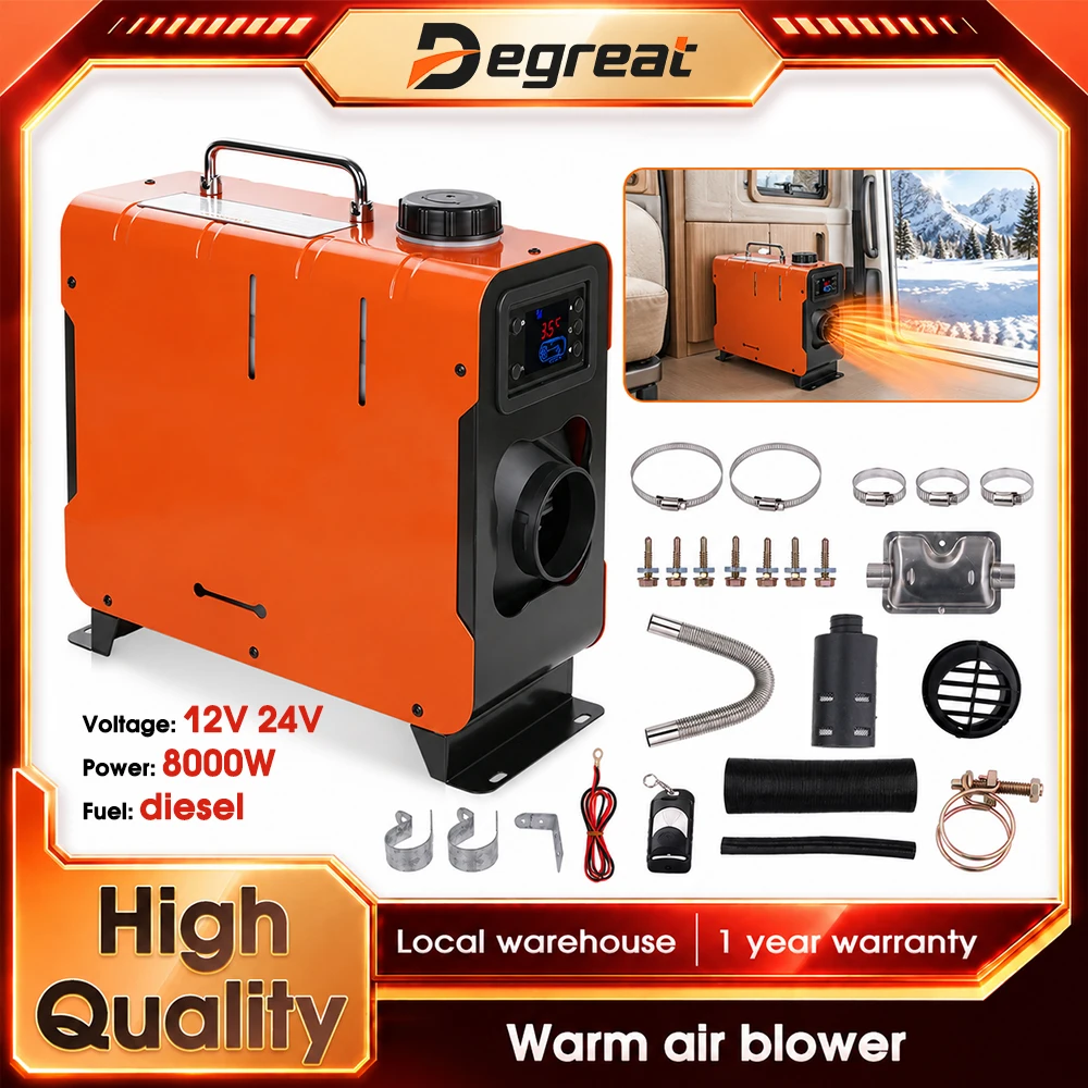 Degreat Diesel-Standheizung 12V 24V Diesel-Luftheizung 8KW Diesel-Standheizung mit Fernbedienung LCD-Anzeige Autoheizung für Autos Busse LKWs Wohnmobile Boote