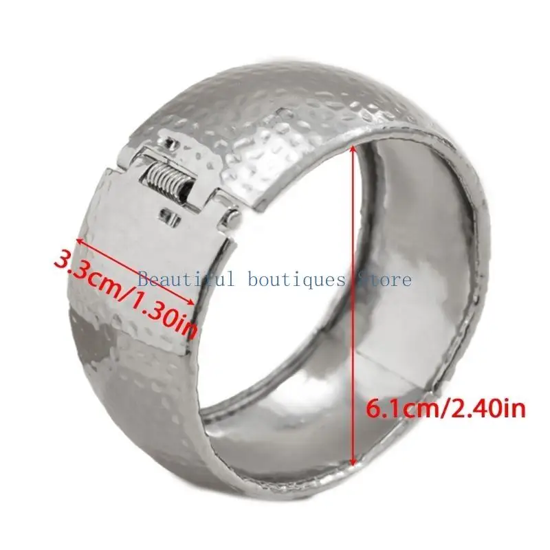 U4LF سوار عريض أنيق قابل للتعديل أساور للجنسين مجوهرات موضة مجوهرات معدنية نسيج معدني هدية للمرأة والرجل #6