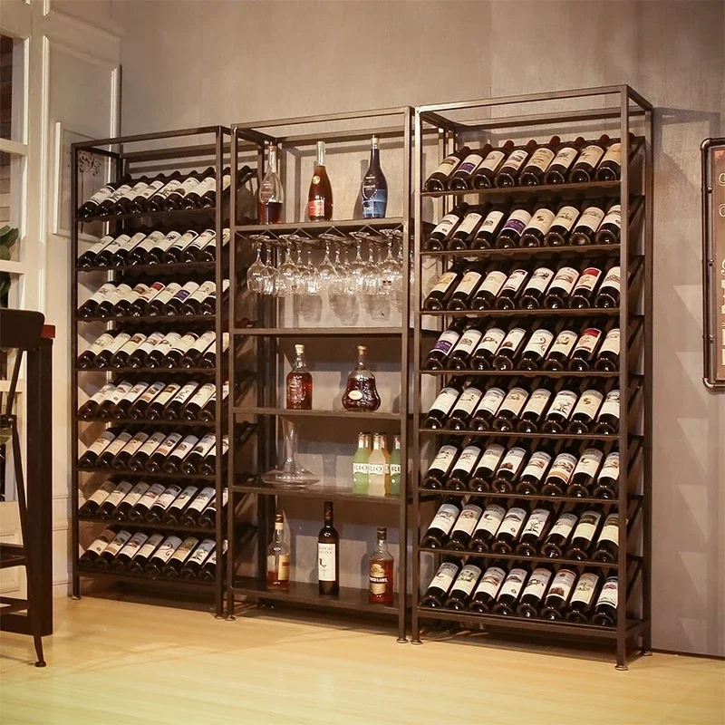 Metal Frame Modern Bar Cabinet Large Art Design Storage Display Lattice Luxury Houses Organizer Wine Rack Floor Szafki Furniture
