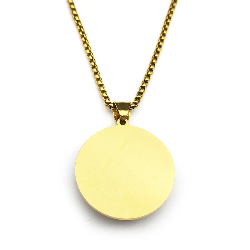Virgin Mary Hold Baby Jesus Glass Round Medal Pendant Necklace for Women Men Stainless Steel Gold Color Catholic Amulet Jewelry